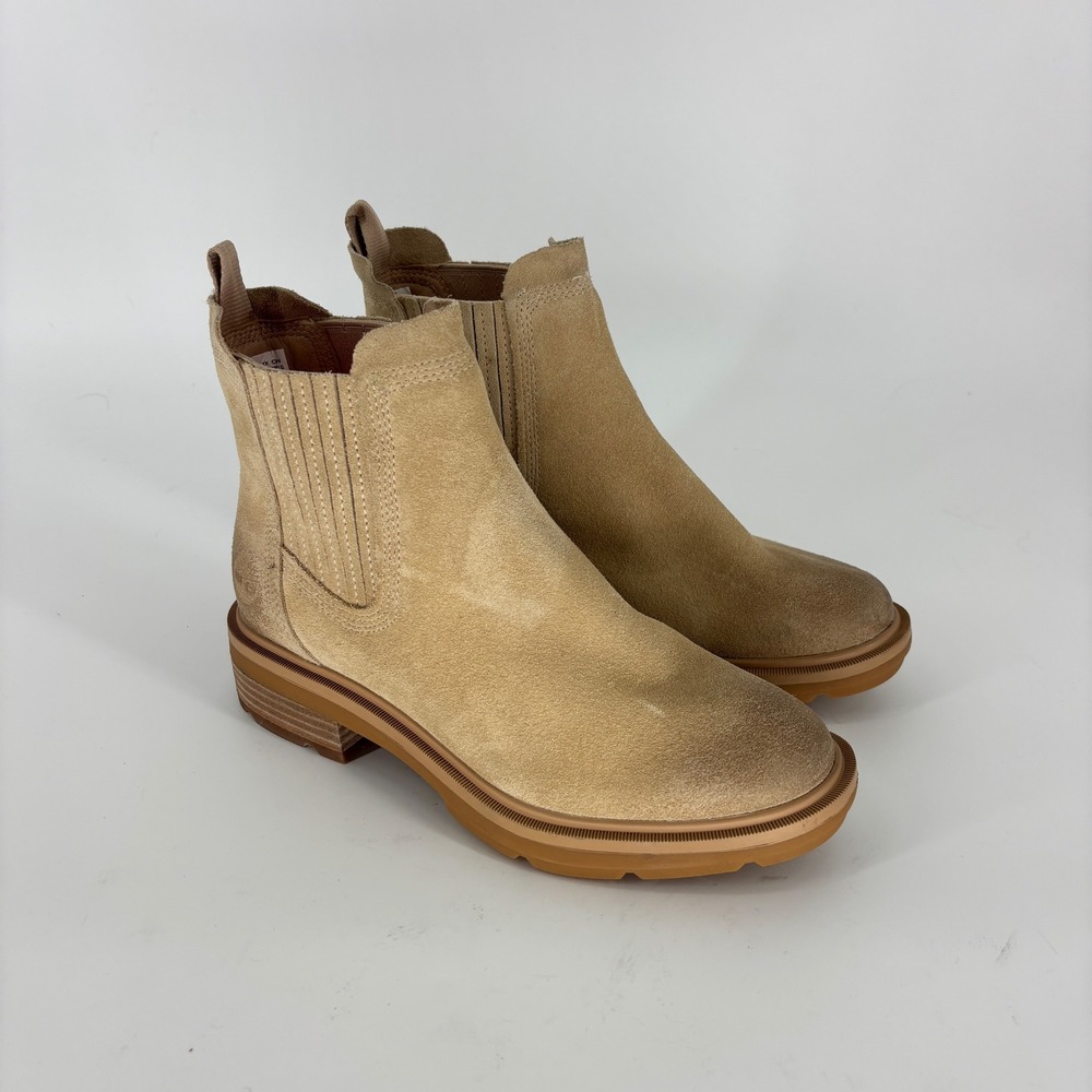 Timberland Brimfield Mid Chelsea Boot Light Beige Suede Women Size 6 Lug Sole